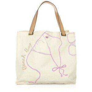 Anya Hindmarch Beach Bag Cotton Canvas Tote Bikini Design Purse